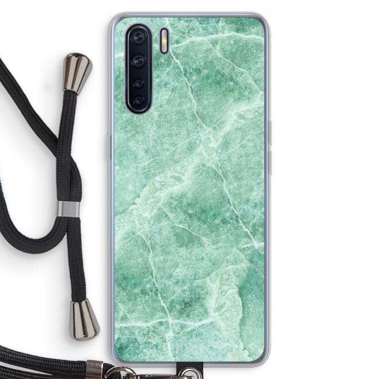 Groen marmer: Oppo A91 Transparant Hoesje met koord