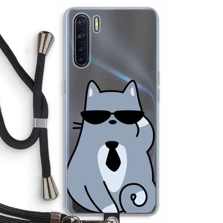 Cool cat: Oppo A91 Transparant Hoesje met koord
