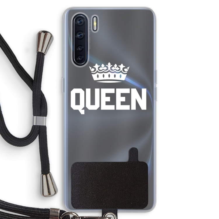 Queen zwart: Oppo A91 Transparant Hoesje met koord