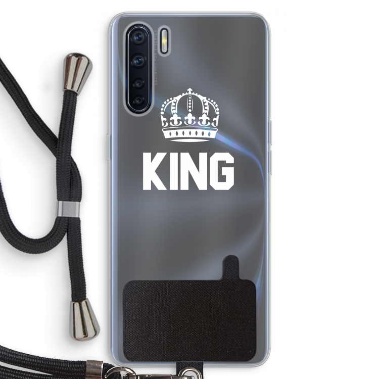 King zwart: Oppo A91 Transparant Hoesje met koord