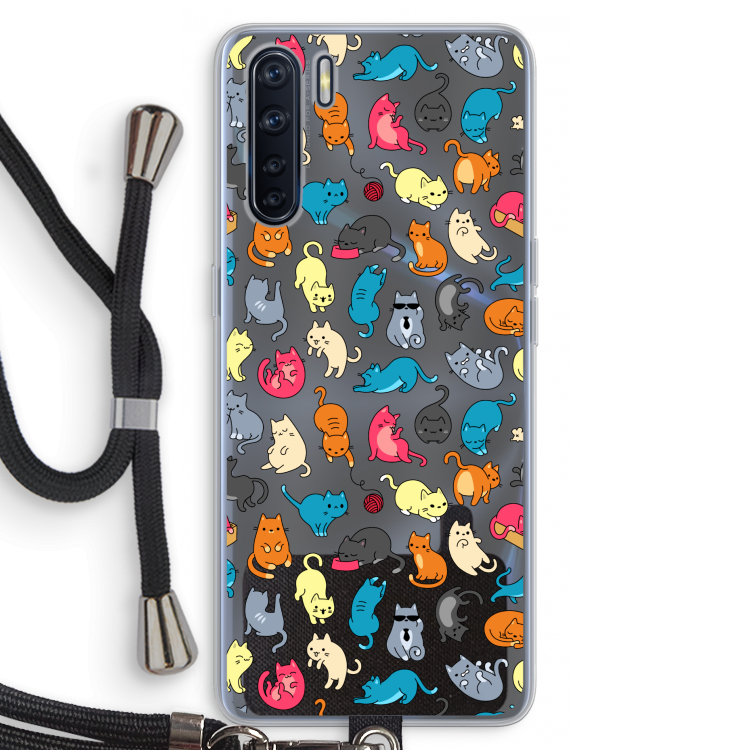 Kleurrijke katten: Oppo A91 Transparant Hoesje met koord