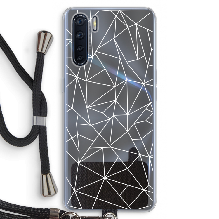 Geometrische lijnen wit: Oppo A91 Transparant Hoesje met koord