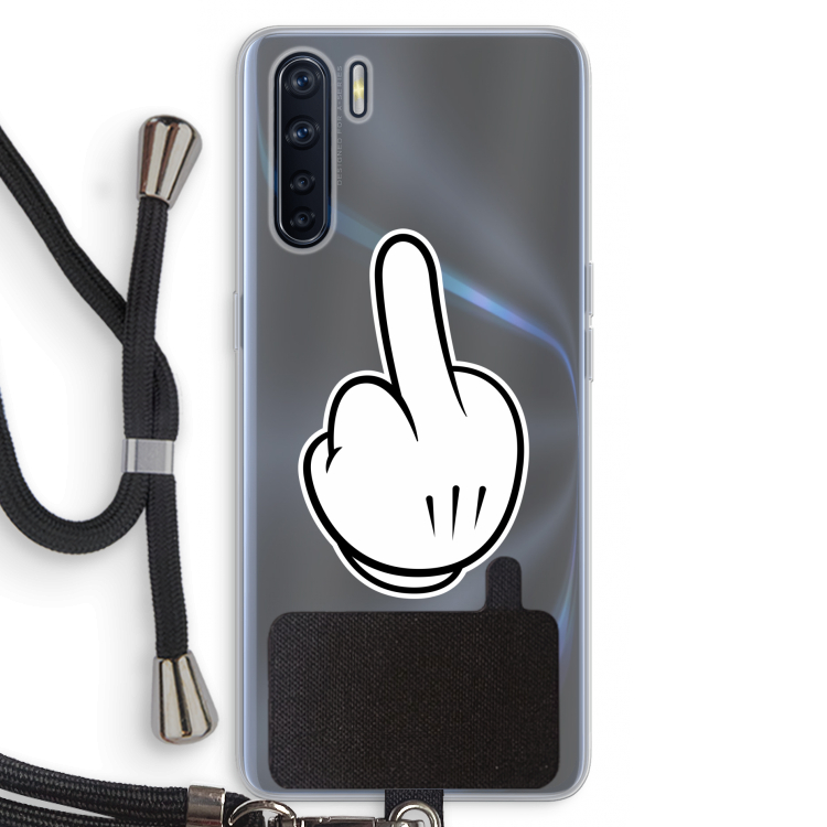Middle finger black: Oppo A91 Transparant Hoesje met koord