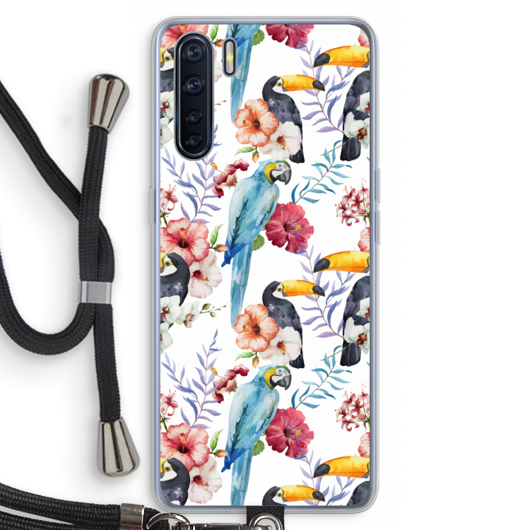 Bloemen tukan: Oppo A91 Transparant Hoesje met koord