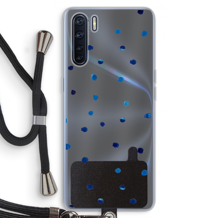 Blauwe stippen: Oppo A91 Transparant Hoesje met koord