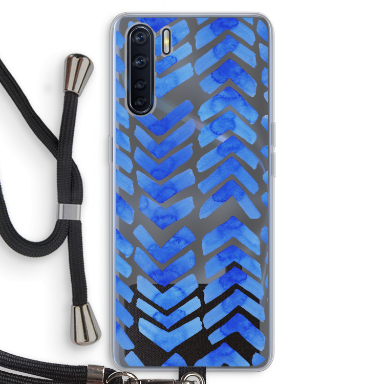 Blauwe pijlen: Oppo A91 Transparant Hoesje met koord