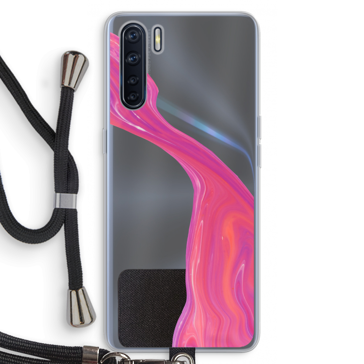 Paarse stroom: Oppo A91 Transparant Hoesje met koord