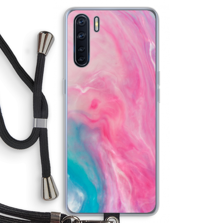 Roze explosie: Oppo A91 Transparant Hoesje met koord
