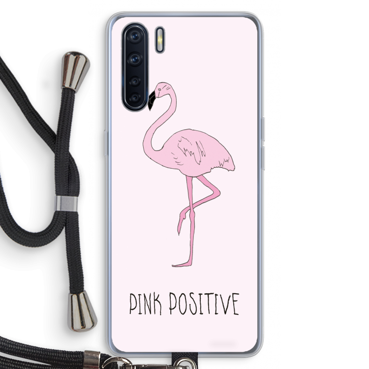 Pink positive: Oppo A91 Transparant Hoesje met koord
