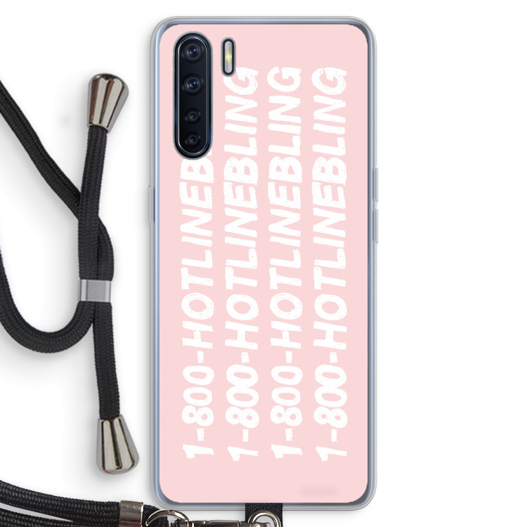 Hotline bling pink: Oppo A91 Transparant Hoesje met koord