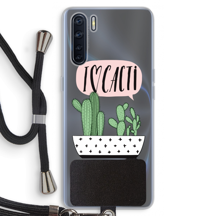 I love cacti: Oppo A91 Transparant Hoesje met koord