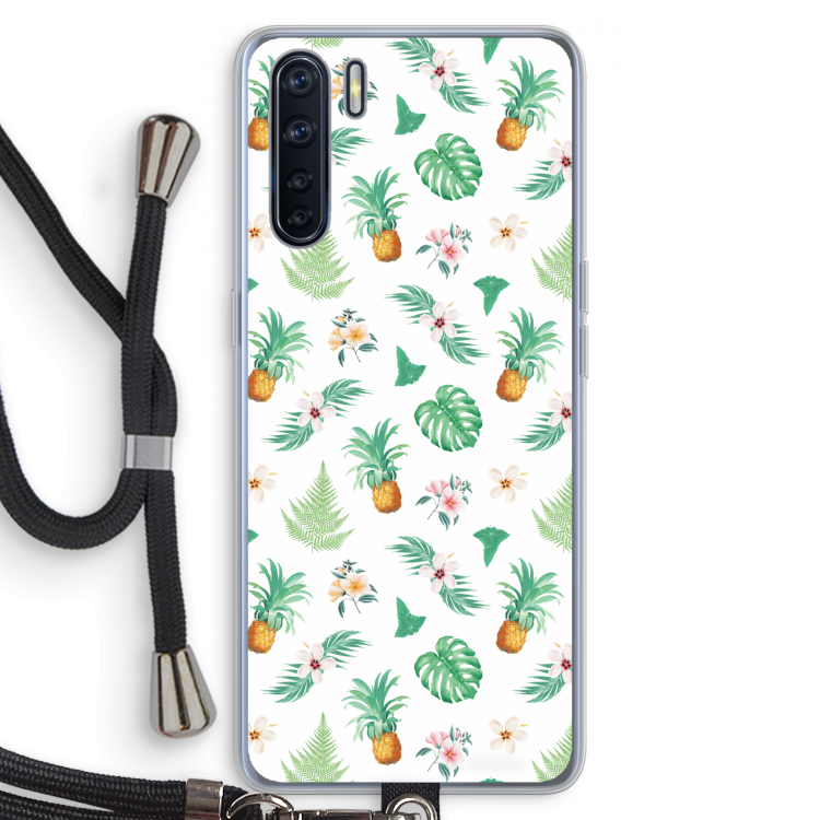Ananas bladeren: Oppo A91 Transparant Hoesje met koord