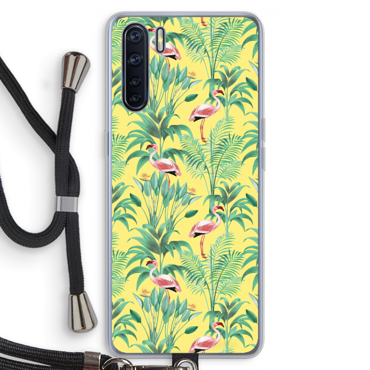 Flamingo party: Oppo A91 Transparant Hoesje met koord