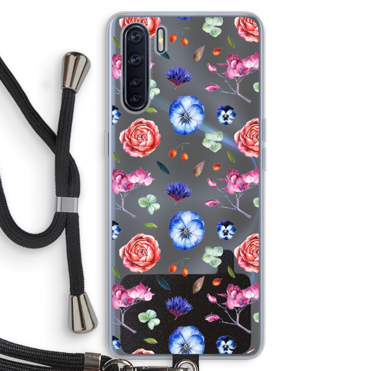 Bloemetjes: Oppo A91 Transparant Hoesje met koord