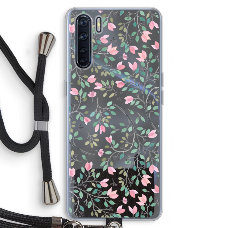 Sierlijke bloemen: Oppo A91 Transparant Hoesje met koord