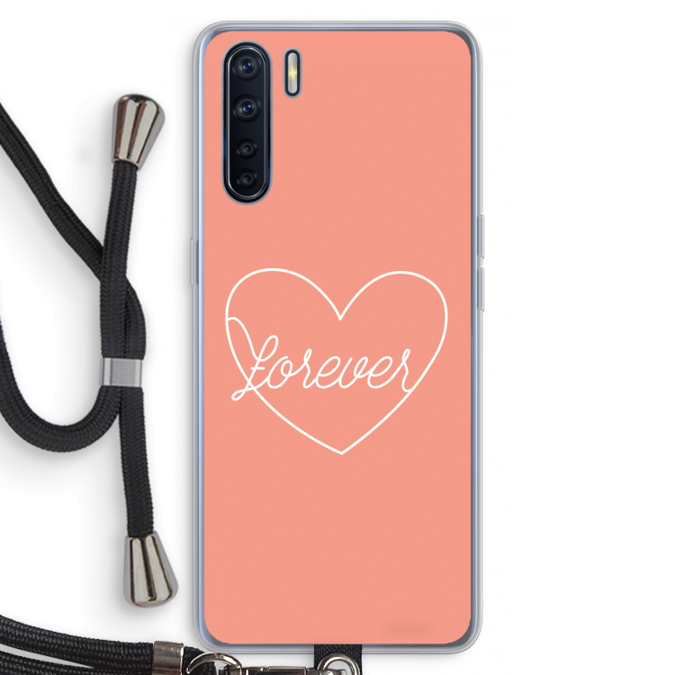 Forever heart: Oppo A91 Transparant Hoesje met koord