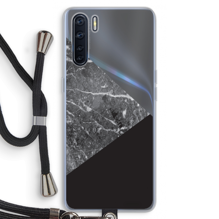 Combinatie marmer: Oppo A91 Transparant Hoesje met koord