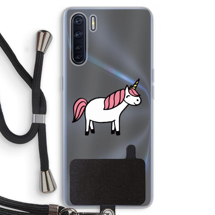 Eenhoorn: Oppo A91 Transparant Hoesje met koord