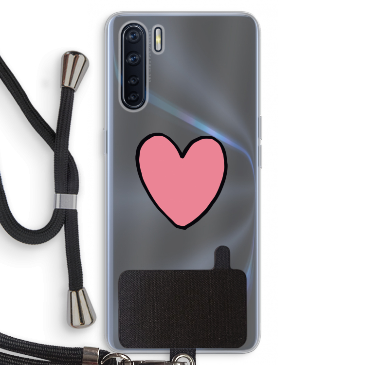Hartje: Oppo A91 Transparant Hoesje met koord