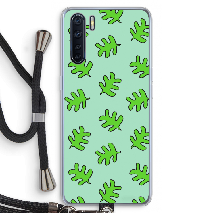Groene blaadjes: Oppo A91 Transparant Hoesje met koord