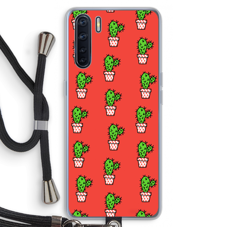 Mini cactus: Oppo A91 Transparant Hoesje met koord