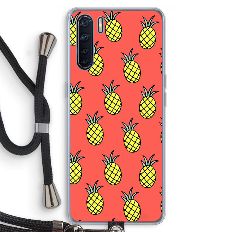 Ananas: Oppo A91 Transparant Hoesje met koord