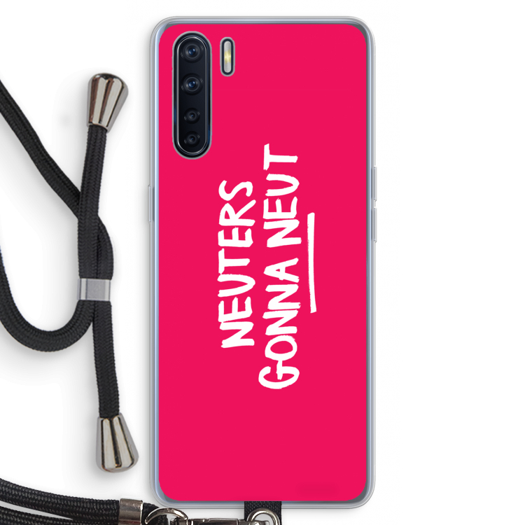 Neuters (roze): Oppo A91 Transparant Hoesje met koord