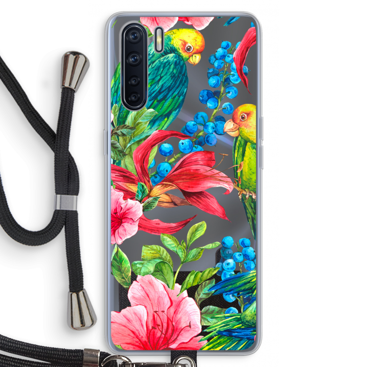 Papegaaien: Oppo A91 Transparant Hoesje met koord