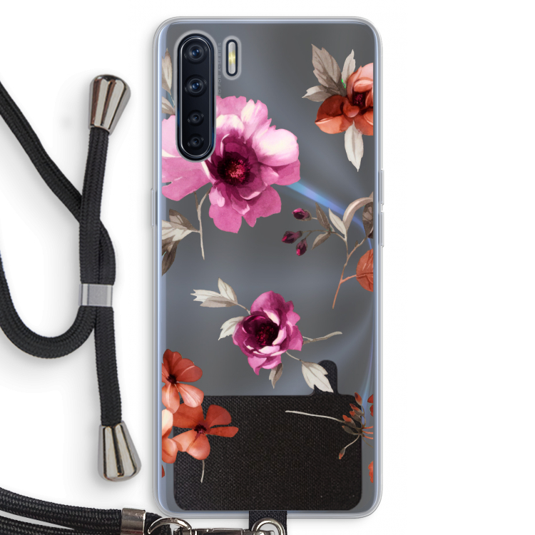Geschilderde bloemen: Oppo A91 Transparant Hoesje met koord