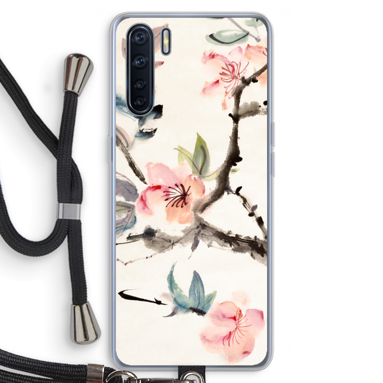 Japanse bloemen: Oppo A91 Transparant Hoesje met koord