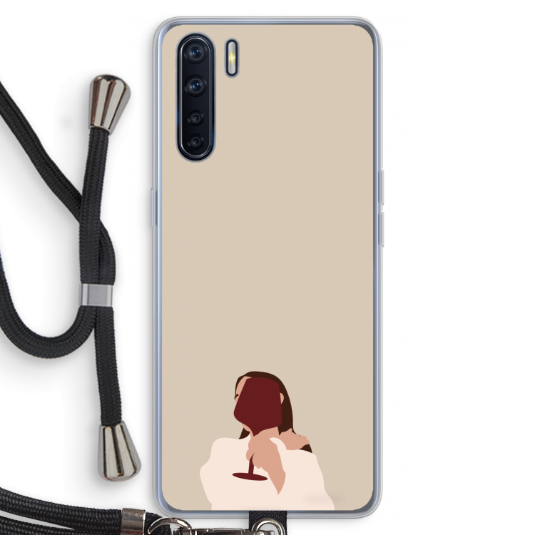 I drink wine: Oppo A91 Transparant Hoesje met koord