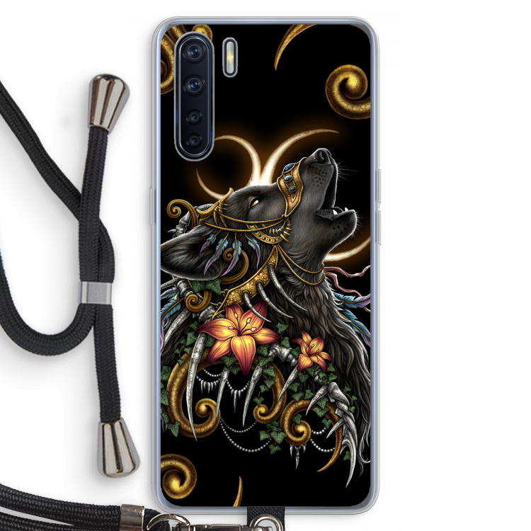 Huilende Wolf: Oppo A91 Transparant Hoesje met koord