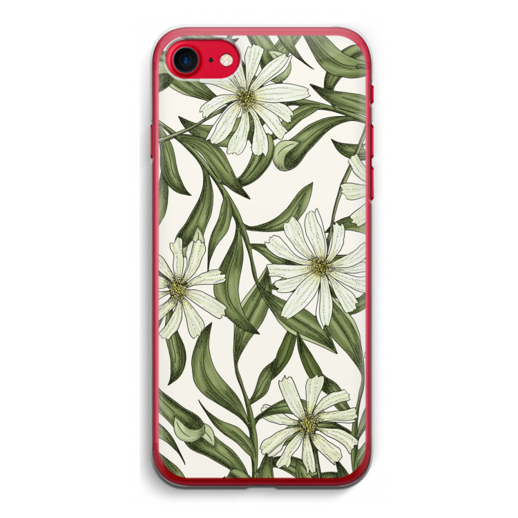 Wit bloemenpatroon: iPhone SE 2020 Transparant Hoesje
