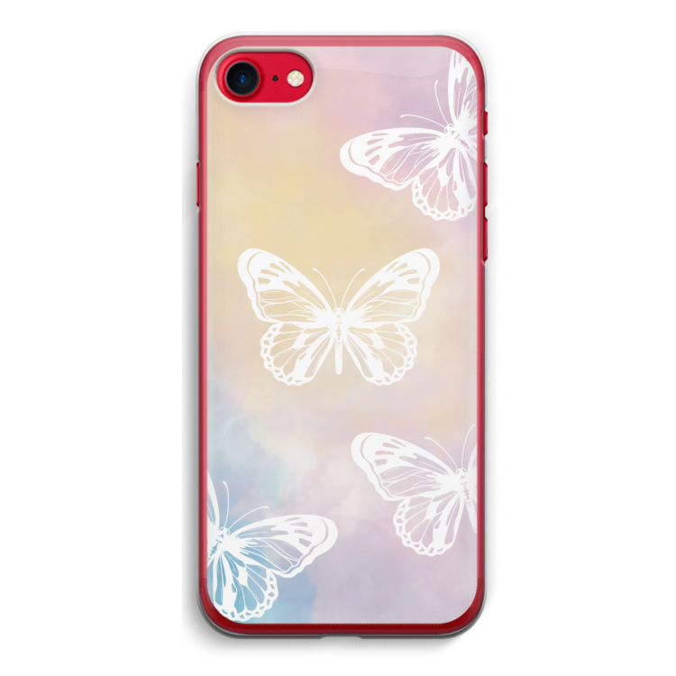 White butterfly: iPhone SE 2020 Transparant Hoesje