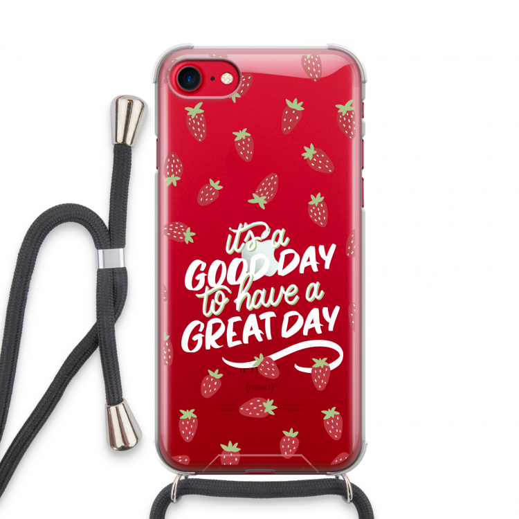 Don't forget to have a great day: iPhone SE 2020 Transparant Hoesje met koord