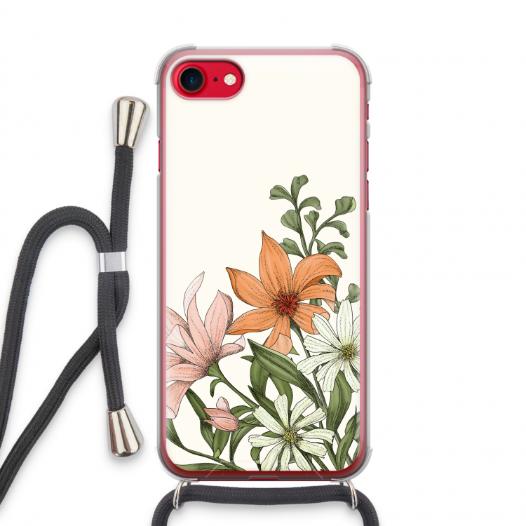 Floral bouquet: iPhone SE 2020 Transparant Hoesje met koord