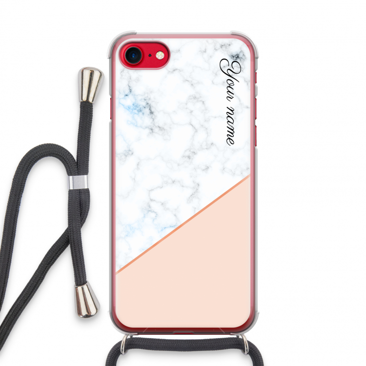 Marmer in stijl: iPhone SE 2020 Transparant Hoesje met koord