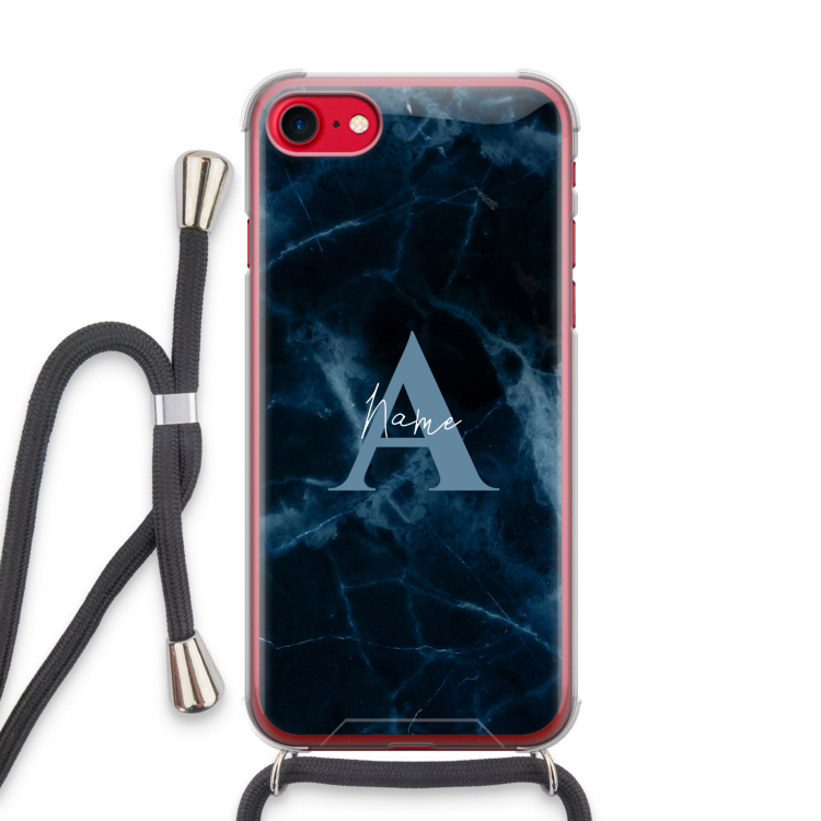 Midnight Marble: iPhone SE 2020 Transparant Hoesje met koord