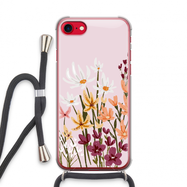 Painted wildflowers: iPhone SE 2020 Transparant Hoesje met koord