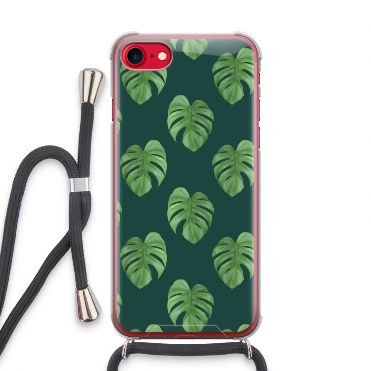 Monstera leaves: iPhone SE 2020 Transparant Hoesje met koord