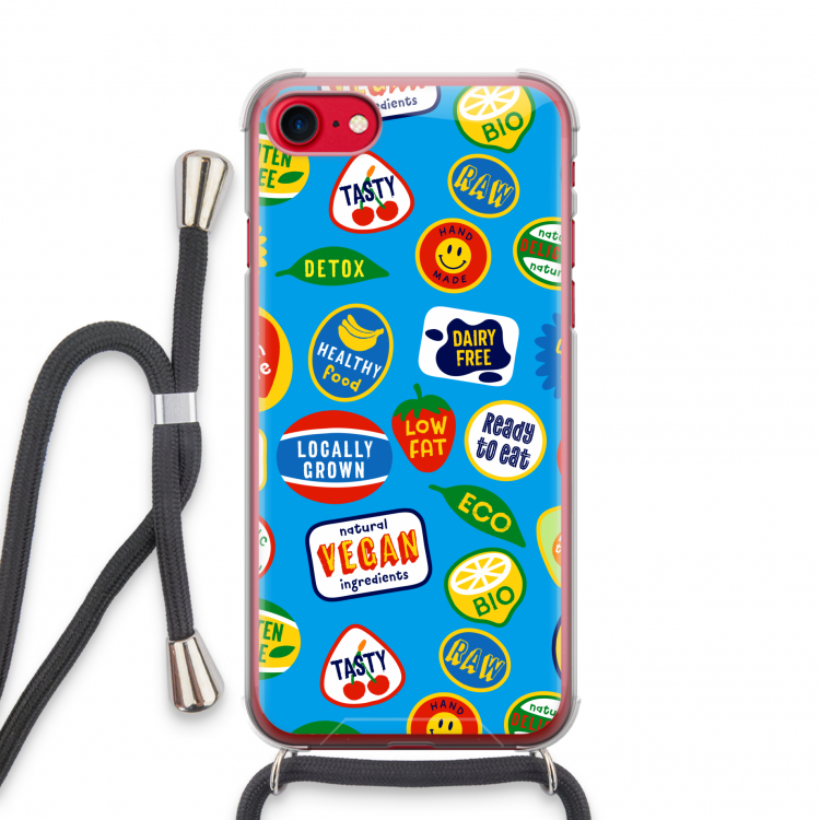 Fruitsticker: iPhone SE 2020 Transparant Hoesje met koord