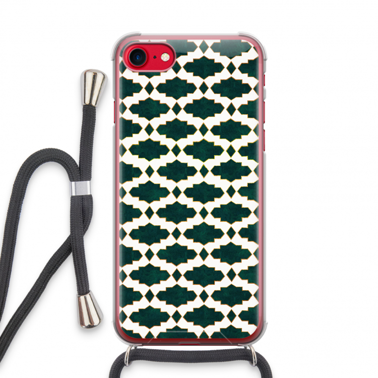 Moroccan tiles: iPhone SE 2020 Transparant Hoesje met koord