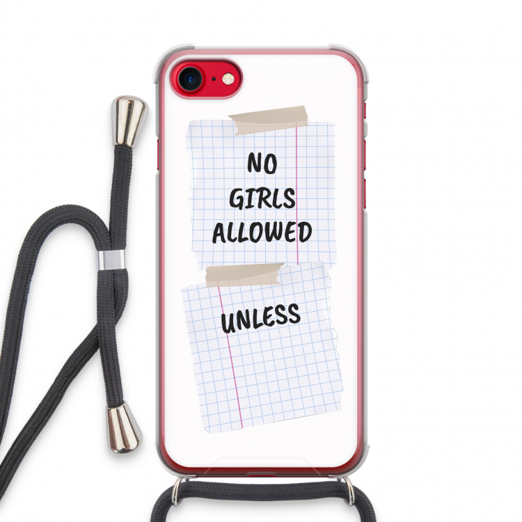 No Girls Allowed Unless: iPhone SE 2020 Transparant Hoesje met koord