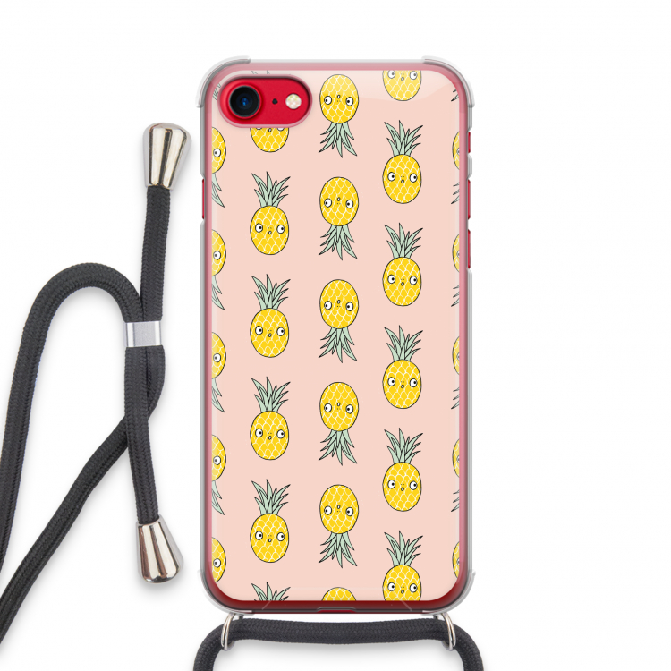 Ananas: iPhone SE 2020 Transparant Hoesje met koord