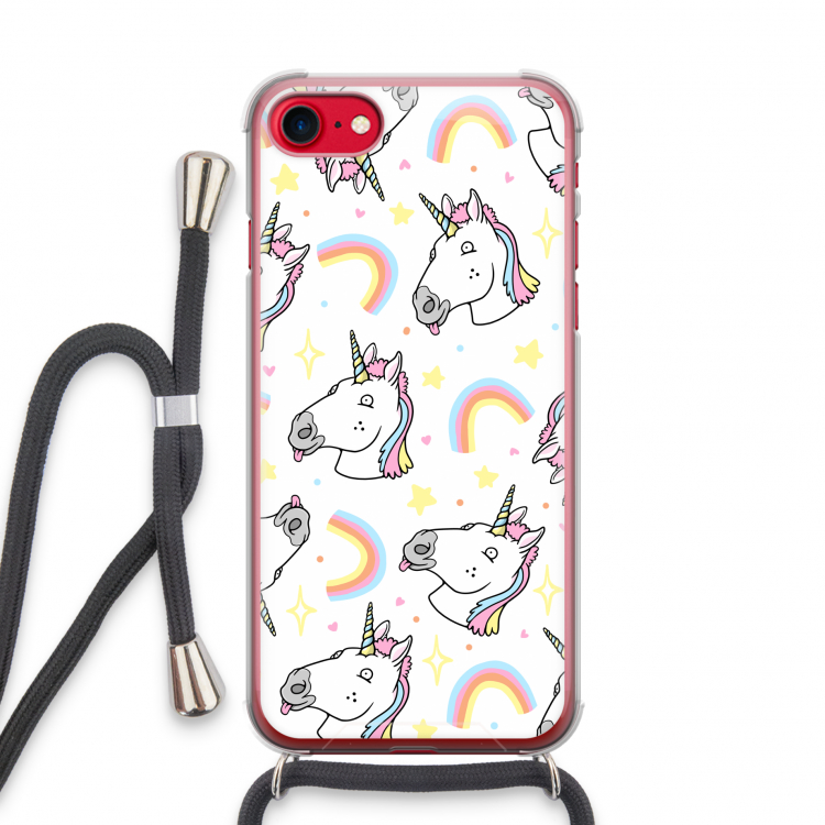 Rainbow Unicorn: iPhone SE 2020 Transparant Hoesje met koord