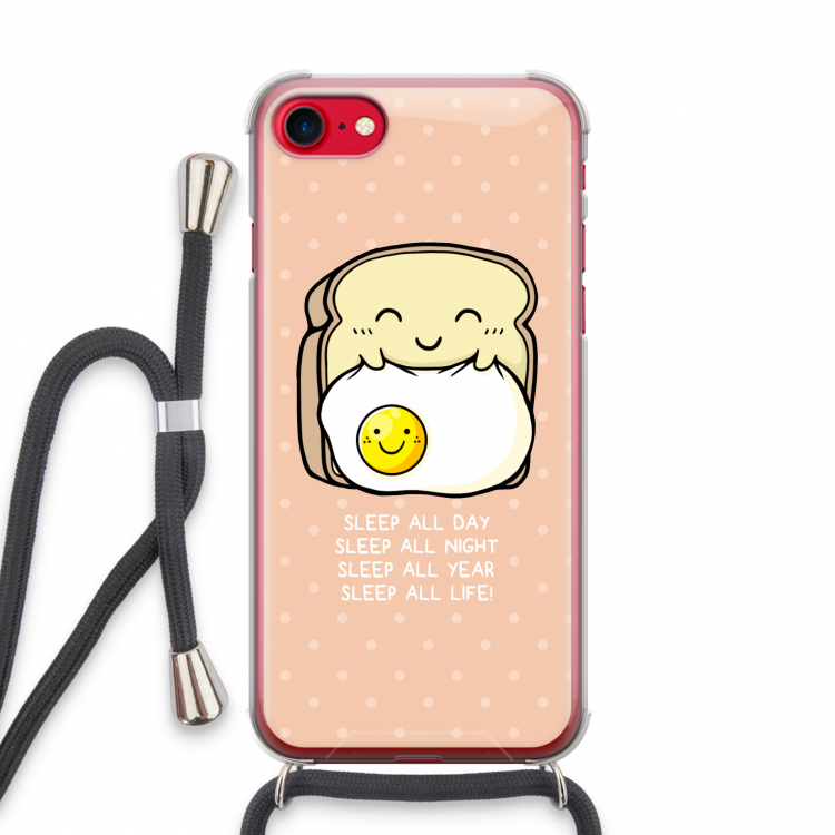 Sleep All Day: iPhone SE 2020 Transparant Hoesje met koord