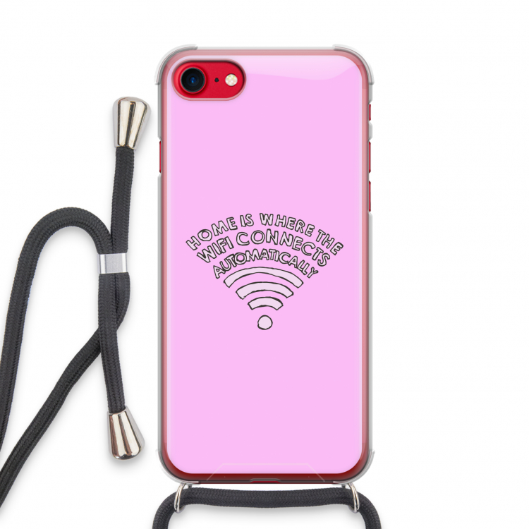 Home Is Where The Wifi Is: iPhone SE 2020 Transparant Hoesje met koord