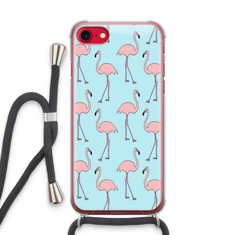 Anything Flamingoes: iPhone SE 2020 Transparant Hoesje met koord