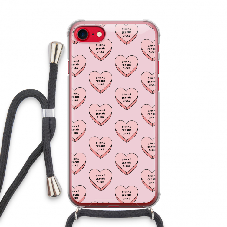 Chicks before dicks: iPhone SE 2020 Transparant Hoesje met koord