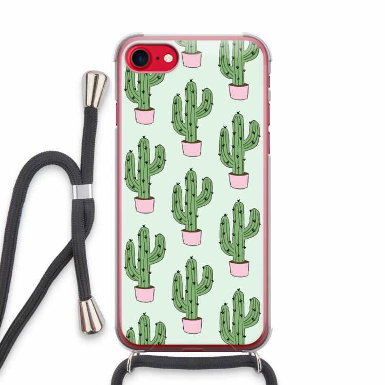 Cactus Lover: iPhone SE 2020 Transparant Hoesje met koord